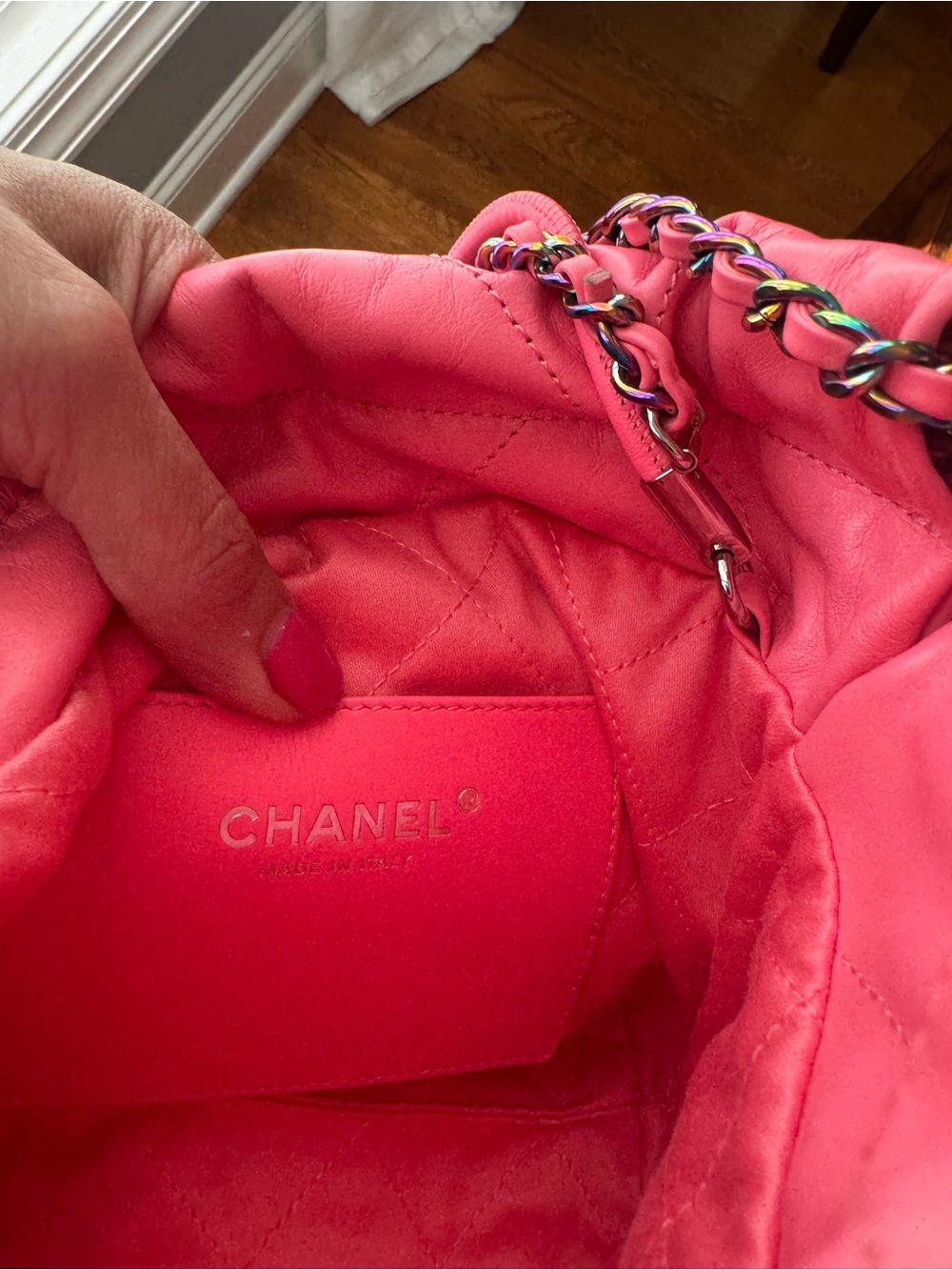 CHANEL Mini 22. Pink with amazing rainbow hardware! - Picture 2 of 10
